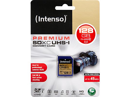 INTENSO MIC-SDXC PREMIUM UHS-I 128GB - Scheda di memoria  (128 GB, 10 MB/s, Blu)