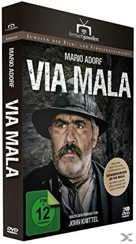 DVD-Hülle für den Film 'Via Mala' mit dem Schauspieler Mario Adorf.