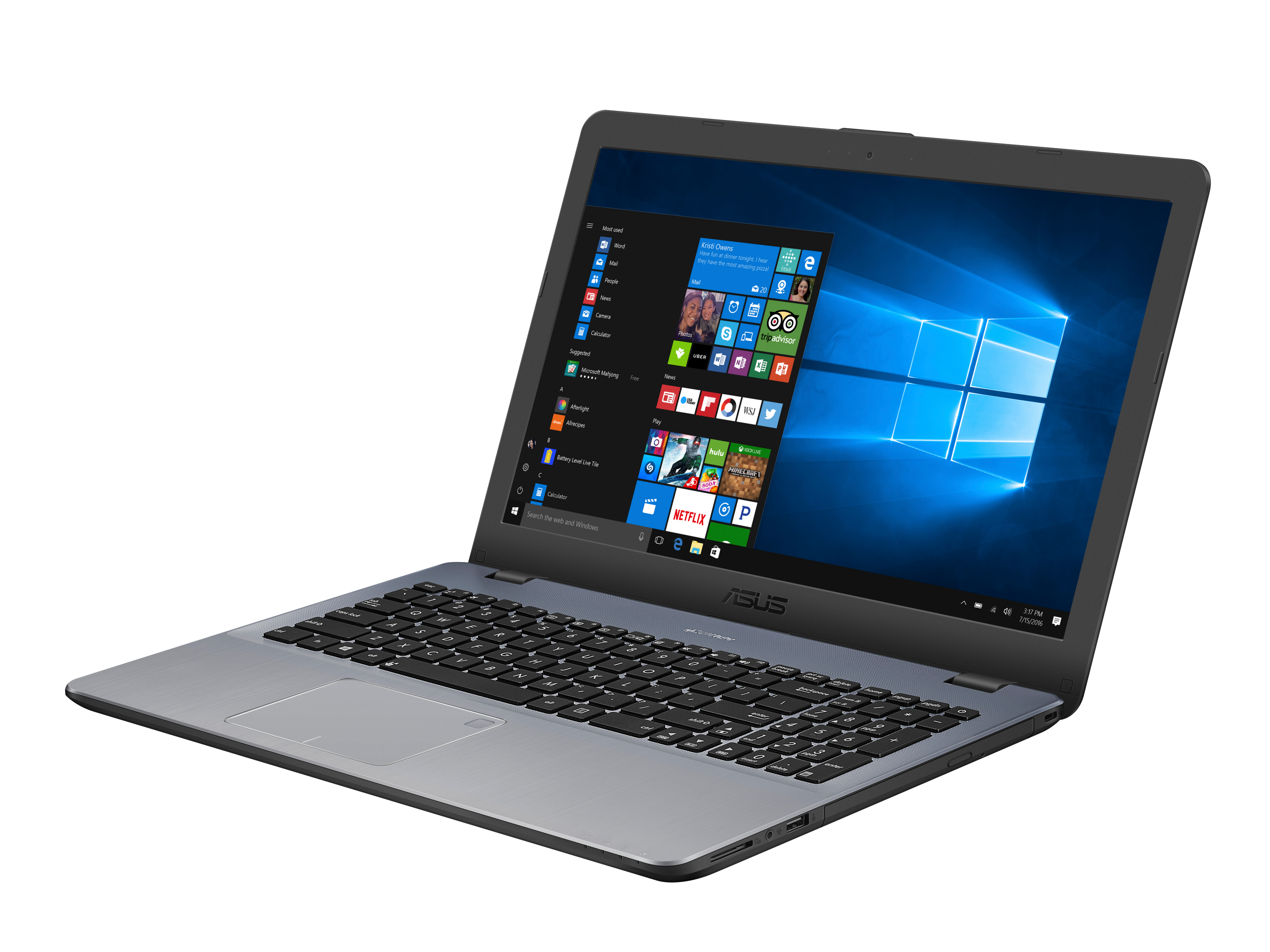 ASUS Notebook VivoBook R542UR-GQ378T, grau (90NB0FE2-M04950) Notebook, 15,6 Zoll, Intel® Core™ i3-7100U Prozessor
(3MB Cache, 2.40 GHz), 8 GB, 256 GB SSD