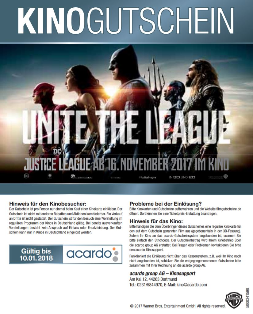 Wonder Woman + Justice League Kinoticket (Exklusiv) Blu-ray