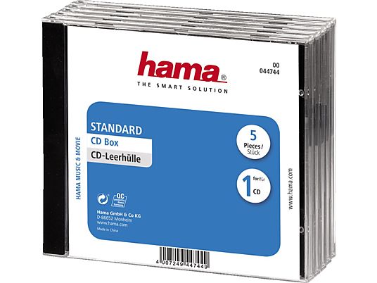 HAMA Coffret pour CD, transparent (pack de 5) - Boîtier vide CD (Noir/transparent)