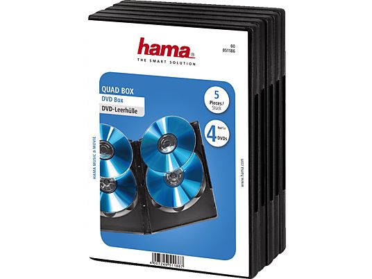 HAMA DVD Quad Box, nero (pacchetto di 5 ) - Custodia vuota da DVD (Nero)