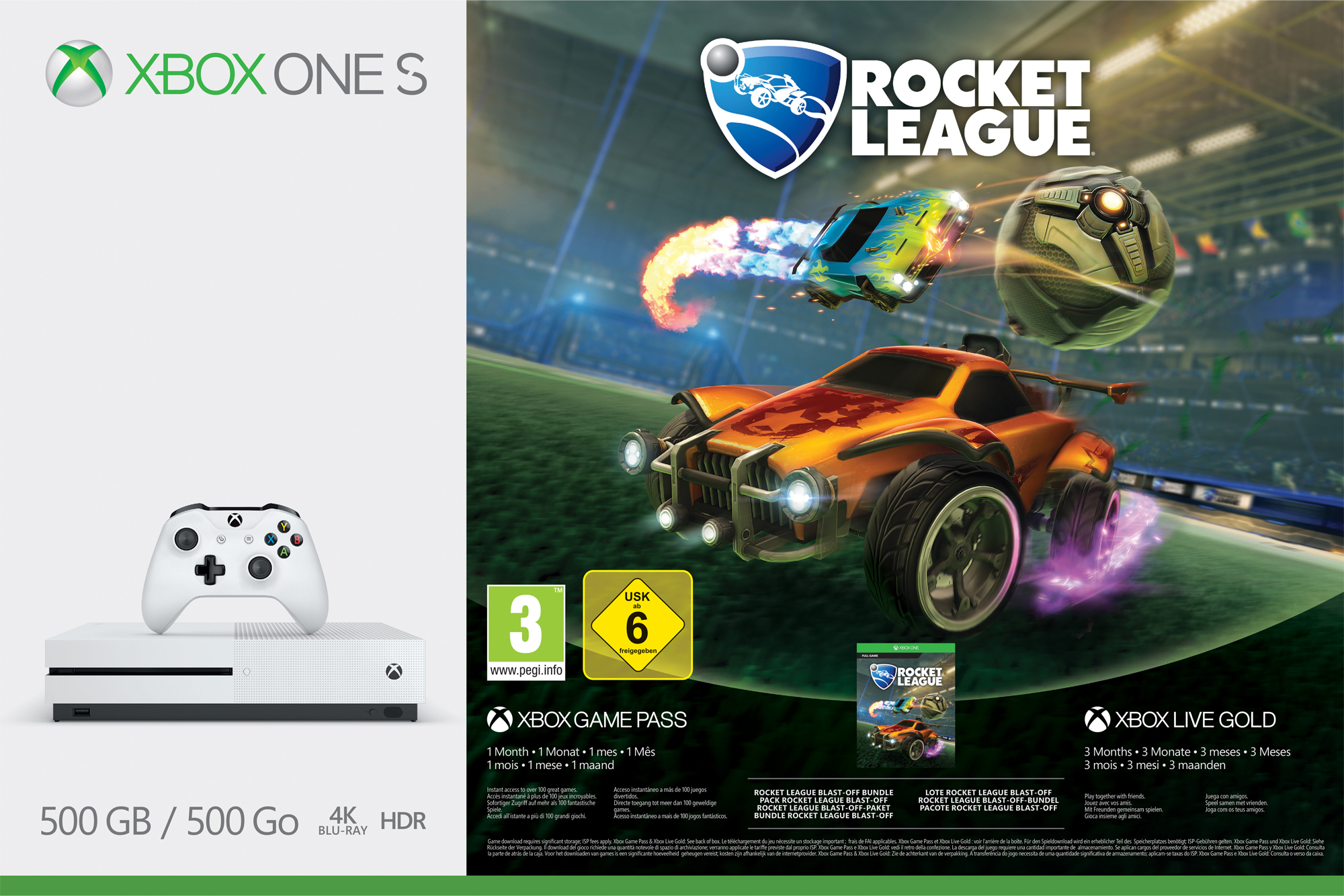 MICROSOFT Xbox One S 500GB Konsole - Rocket League Bundle