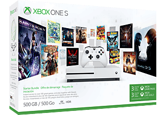 Microsoft Xbox One S - Console - 500 GB - Bianco + Xbox Live Gold (3 m.) + Xbox Game Pass (3 m.) - Console di gioco - Bianco