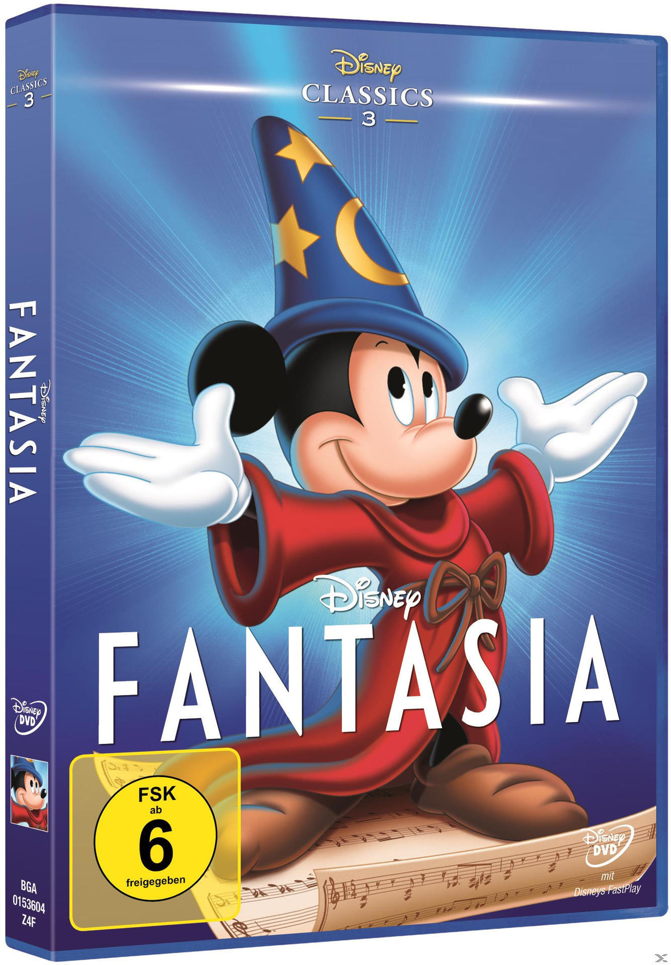 Disney Fantasia Blu-ray Hülle. Micky Maus als Zauberer verkleidet ist darauf.