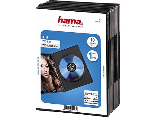 HAMA Boîtier DVD Slim - Custodie vuote per DVD (Nero)