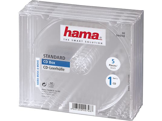 HAMA Copertina CD, trasparente (pacchetto di 5) - Custodie vuote per CD (Trasparente)