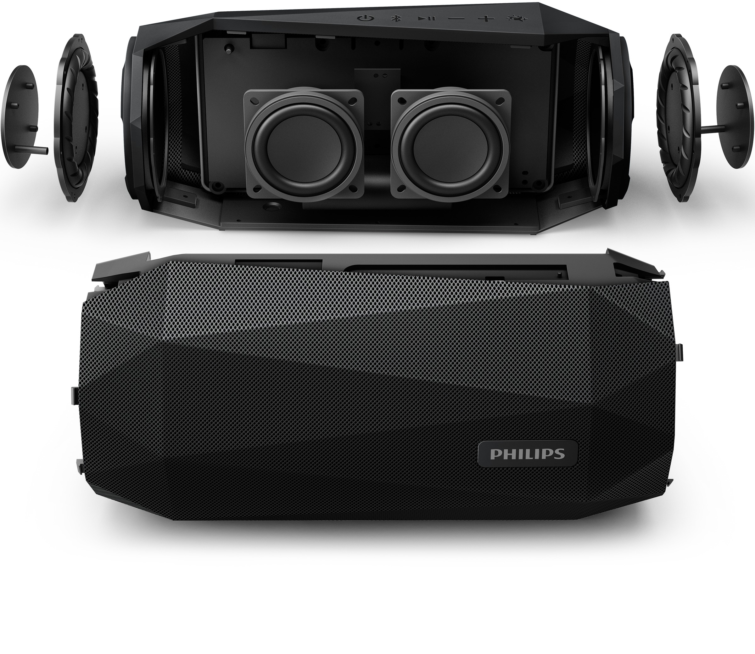 PHILIPS Shoqbox SB500B/00 Bluetooth Lautsprecher, Schwarz, Wasserfest
