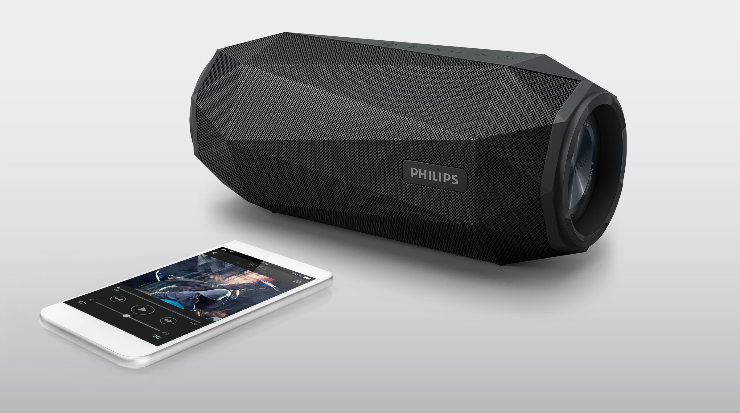 PHILIPS Shoqbox SB500B/00 Bluetooth Lautsprecher, Schwarz, Wasserfest