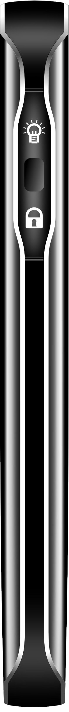 Ein schwarzer und silberner Stift mit Licht- und Schlosssymbolen.