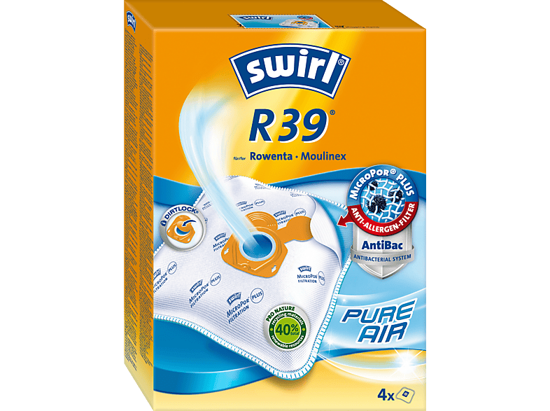 Swirl R 39 Staubsaugerbeutel + 1 Filter 4 Stück, passend für: Rowenta