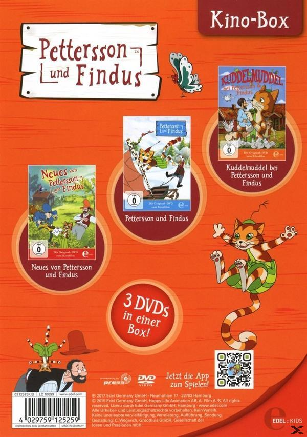 DVD-Box-Set mit 'Pettersson und Findus' mit drei DVDs. Cartoon-Katze auf der Box.