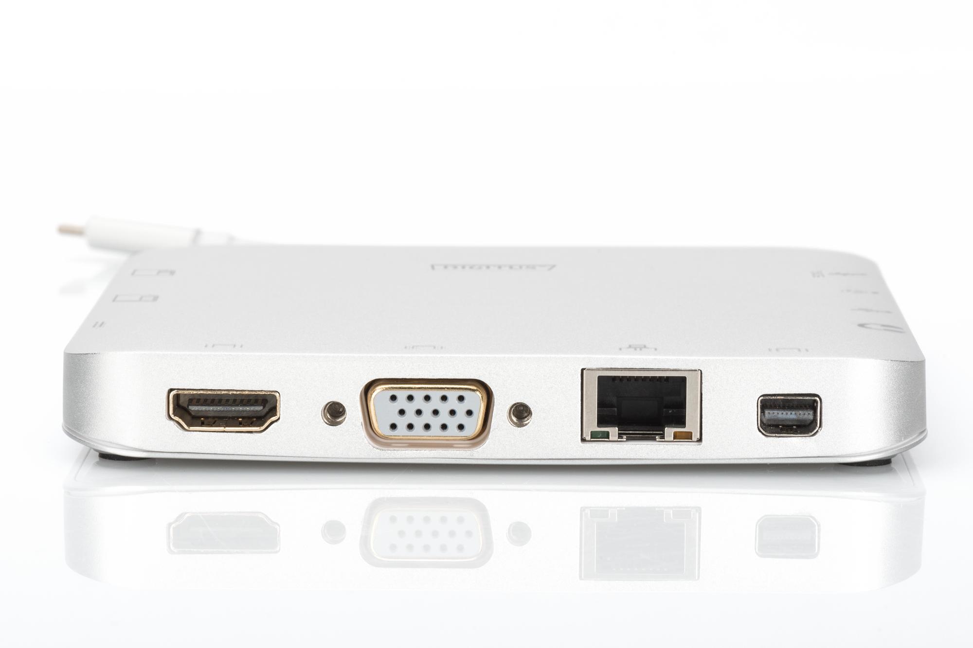 HDMI, Dockingstation, Universal, Silber VGA, RJ45 MiniDP, DIGITUS Typ-C, USB USB 3.1,