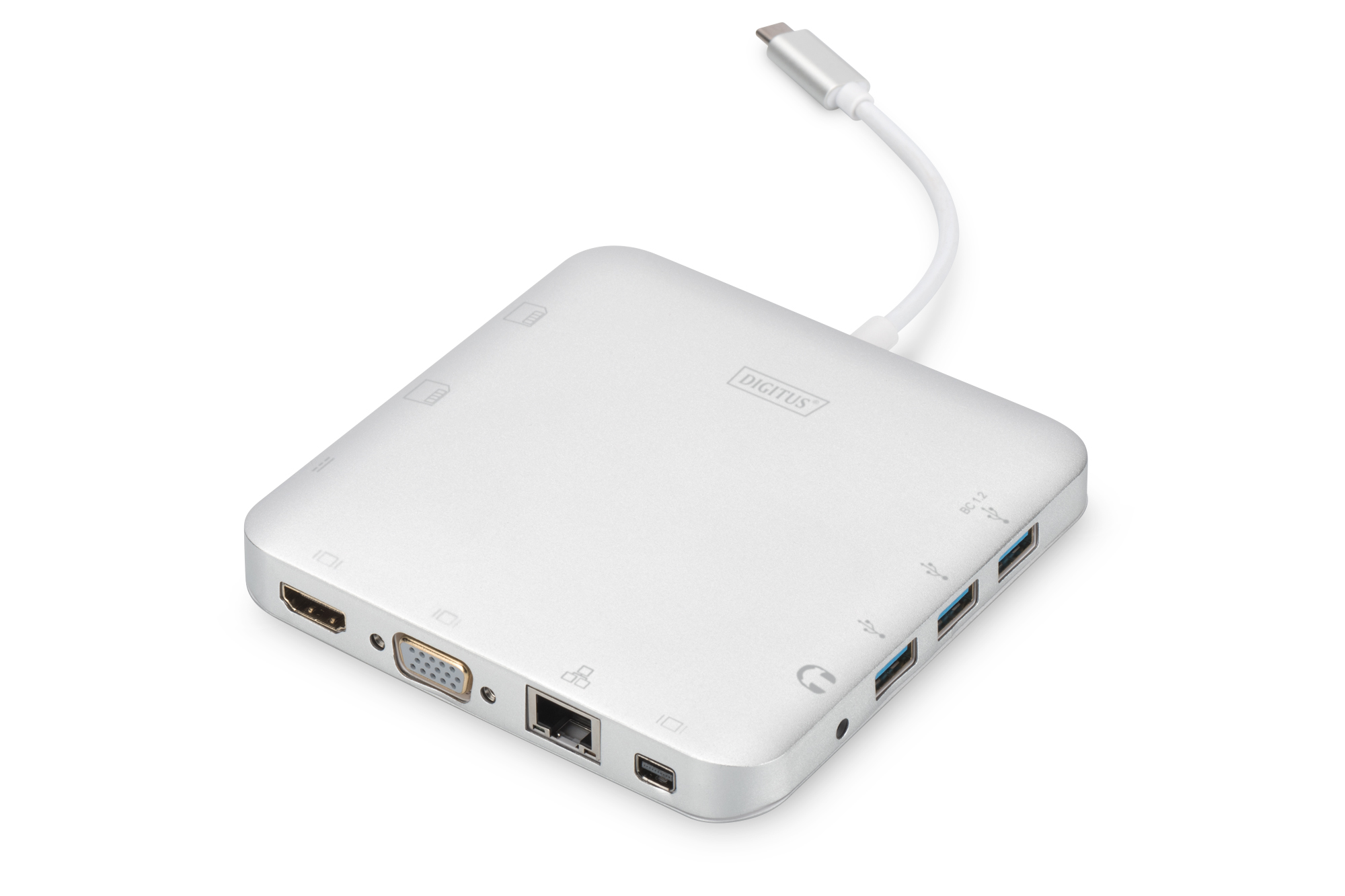 DIGITUS Universal, USB Typ-C, USB 3.1, HDMI, MiniDP, VGA, RJ45 Dockingstation, Silber