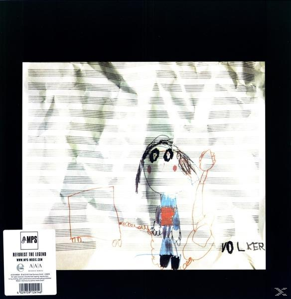 Albumcover mit Kinderzeichnung, Text und schwarzem Rahmen.