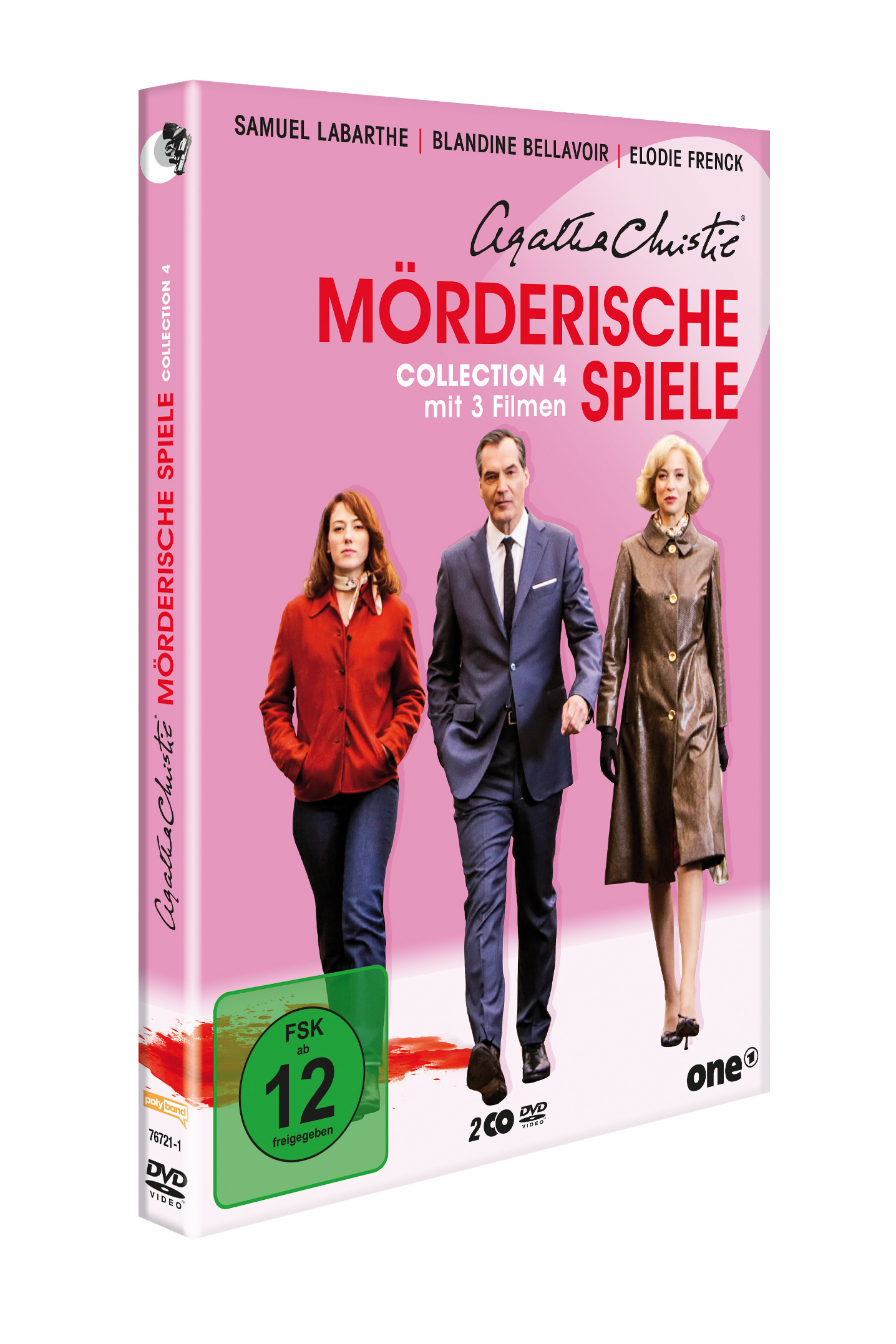 DVD-Cover: Drei Personen auf einem Filmcover, Titel 'Mörderische Spiele'.