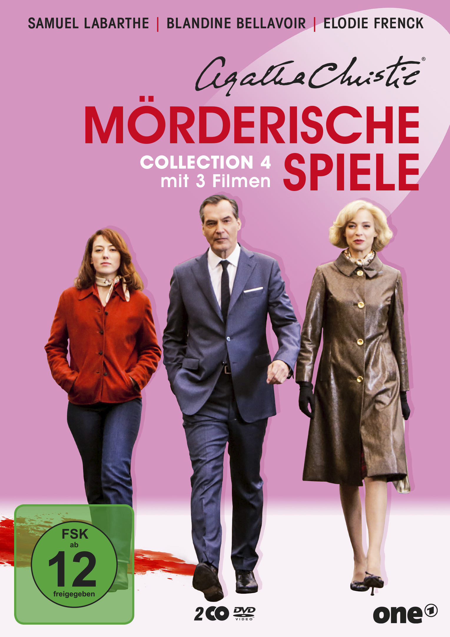 DVD-Cover der Agatha Christie-Sammlung mit Schauspielern und Titel in Rot und Weiß.