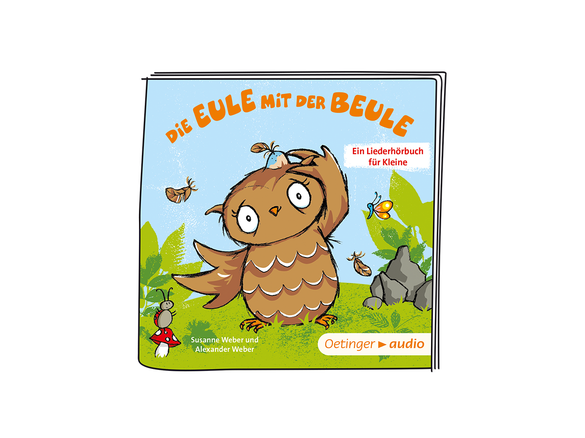 Ein Cartoon-Buchcover mit einer Eule und Text auf Deutsch.