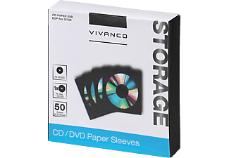VIVANCO 31709 CD/DVD Papier-Umschläge, 50er Pack, schwarz
