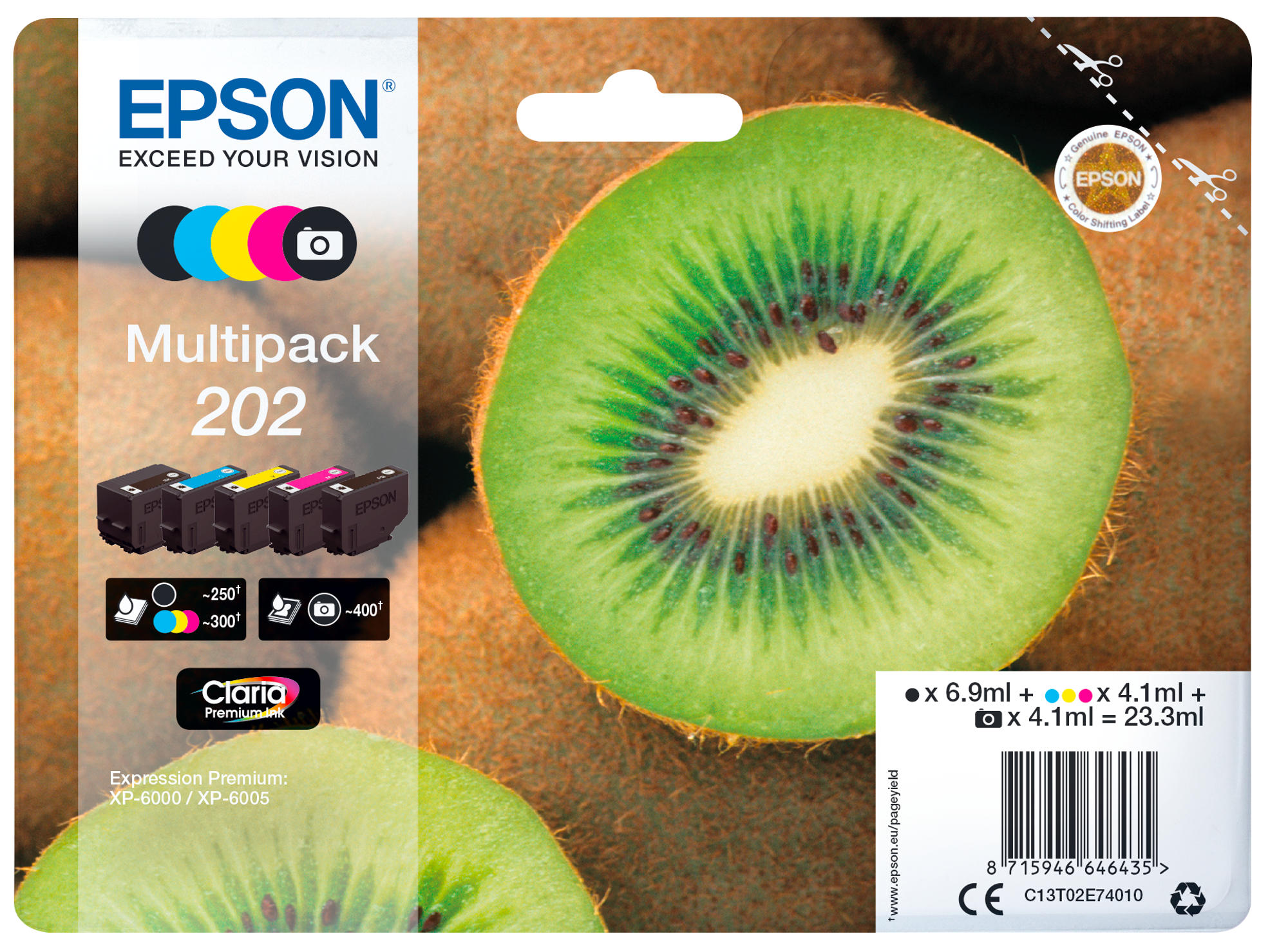 EPSON (C13T02E74010) Mehrfarbig Tintenpatrone 5-farbig Multipack Original