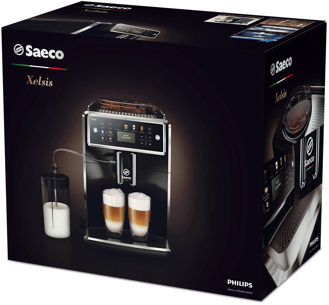 SAECO Xelsis SM7580/00 - Volautomatische espressomachine - Maximaal aantal kopjes: 2 - Extern melkreservoir - Zwart