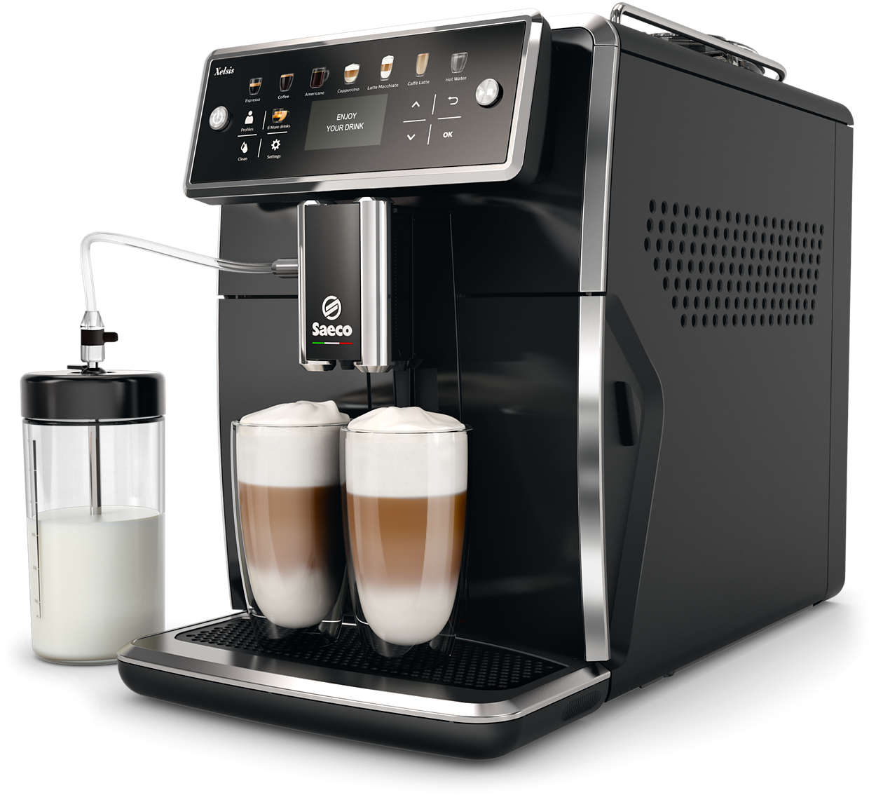 SAECO Xelsis SM7580/00 - Volautomatische espressomachine - Maximaal aantal kopjes: 2 - Extern melkreservoir - Zwart