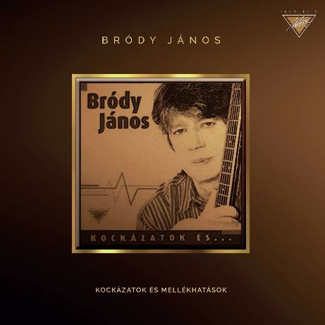 Bródy János album borítója. Egy gitáros férfit ábrázol a 'Kockázatok és mellékhatások' szöveggel.