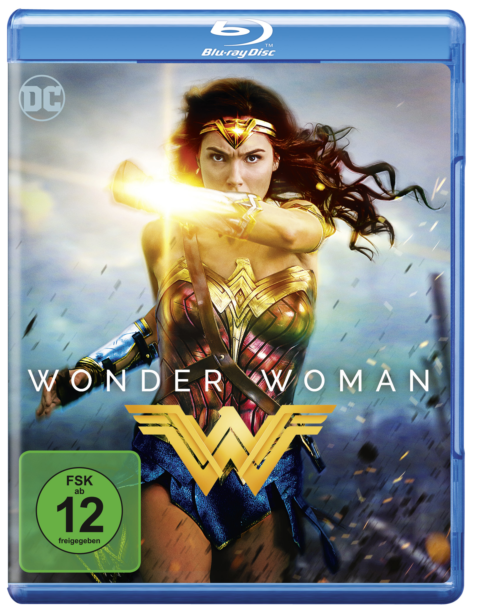 Blu-ray-Cover von 'Wonder Woman' mit einer Frau in Rüstung und dem Titel.