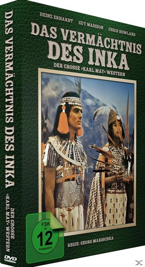 DVD-Box für 'Das Vermächtnis Des Inka'. Zeigt zwei Männer in Kostümen und grünen Text.