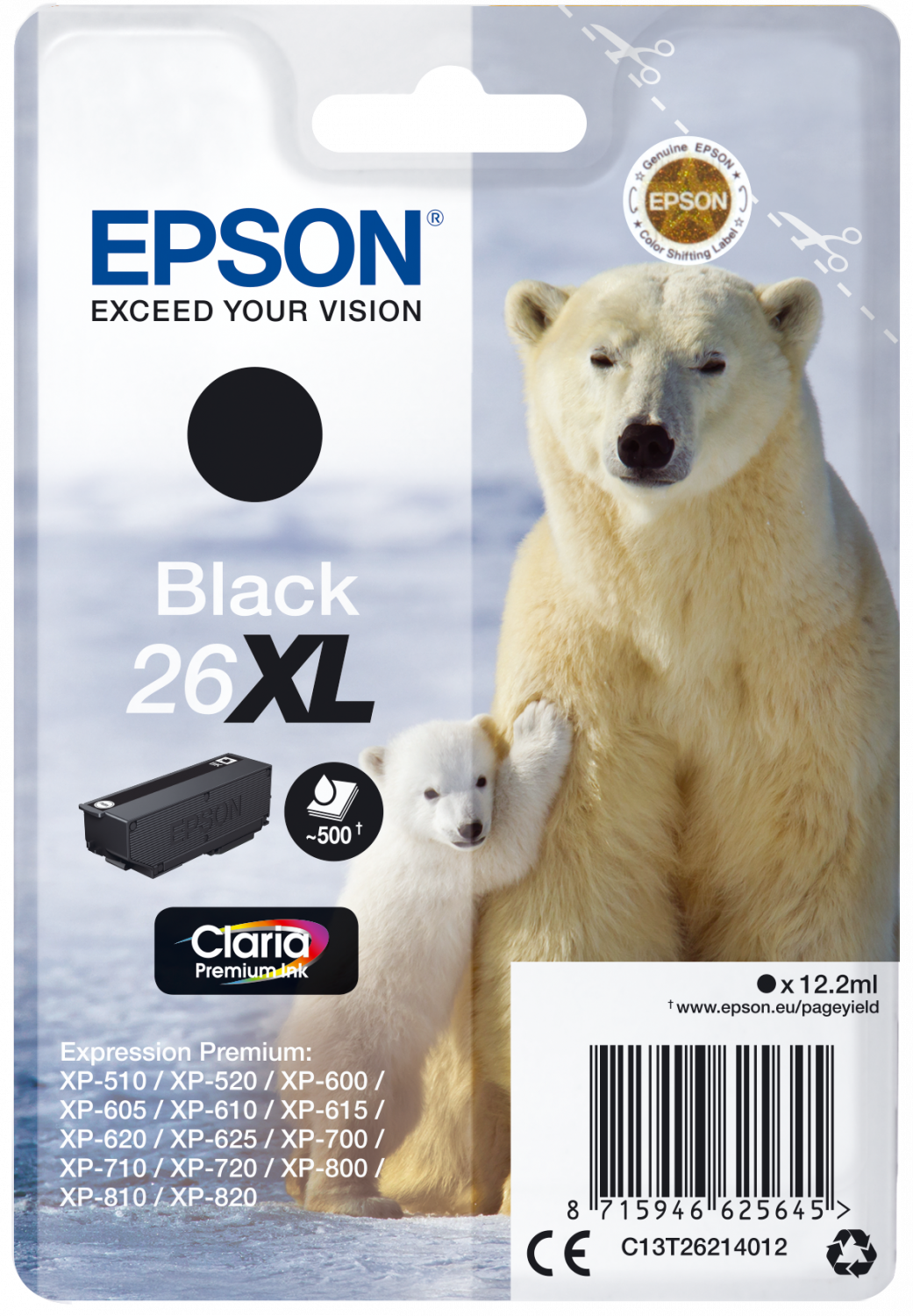 Paquet de cartouche d'encre Epson avec ours polaire et ourson.