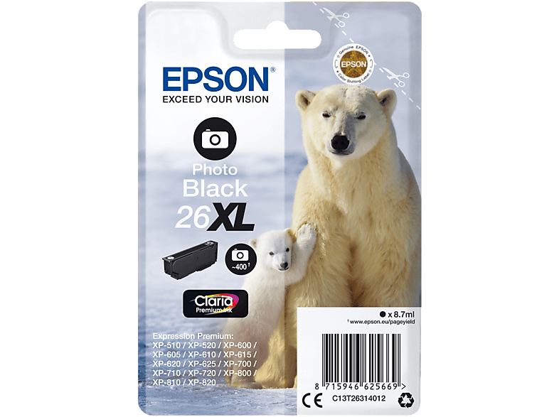 EPSON 26XL Zwart Photo Claria Premium (C13T26314022)