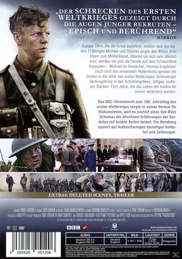 DVD-Cover mit Filmszene. Soldaten in Uniform, Text auf Deutsch und Englisch.