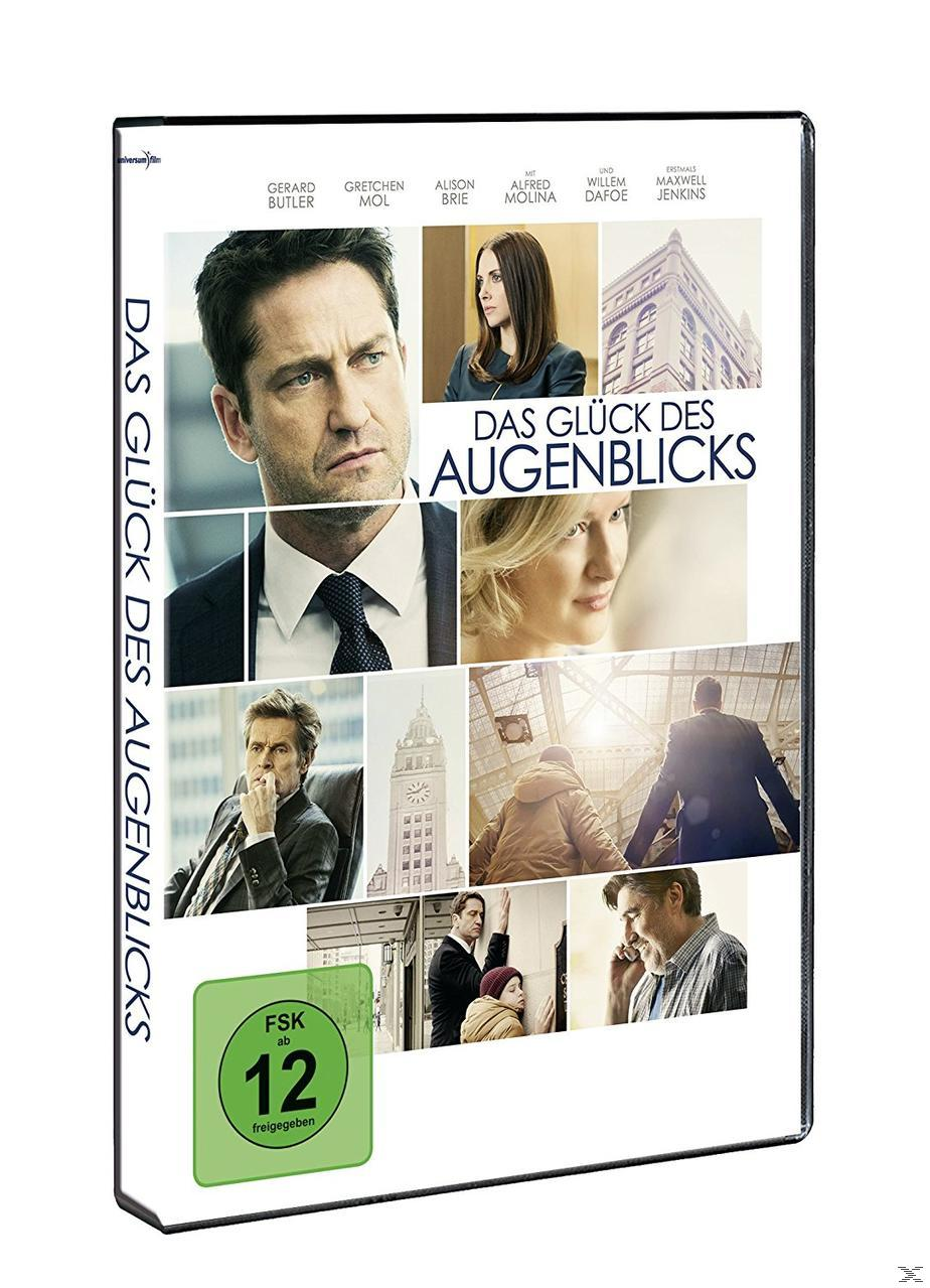 DVD-Cover mit Schauspielern, Titel „Das Glück des Augenblicks“ auf Deutsch und einem grünen Rating-Label.
