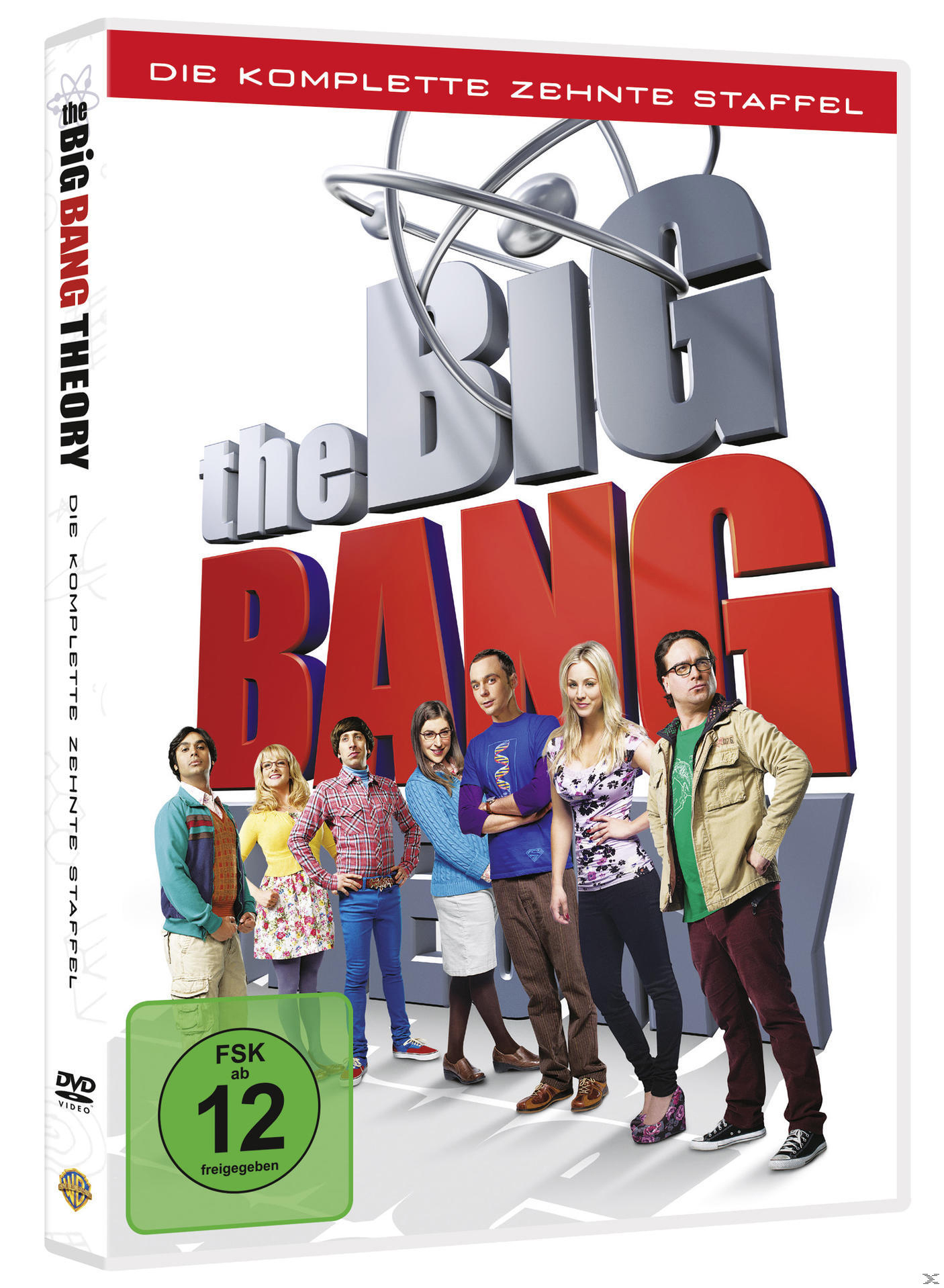 DVD-Cover von The Big Bang Theory. Darsteller stehen vor großem Logo.