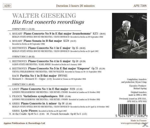 Walter Gieseking - Walter Gieseking-His First Concerto Recordings  - (CD)
