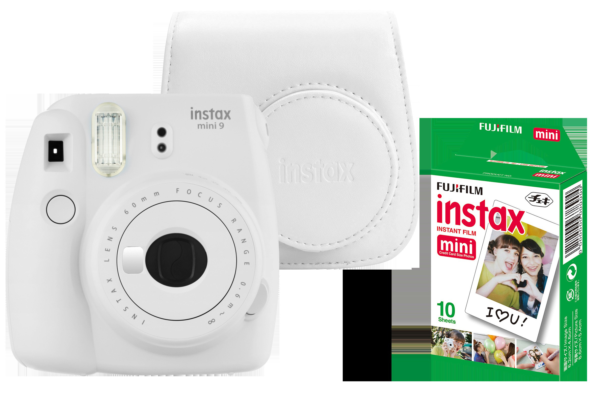 FUJIFILM Instax Mini 9 + Case + Film Sofortbildkamera, Smoky White