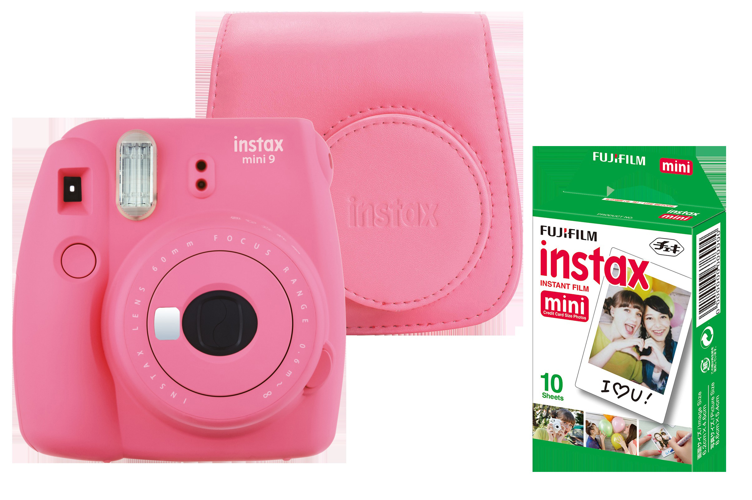 FUJIFILM Instax Mini 9 + Case + Film Sofortbildkamera, Flamingo Pink