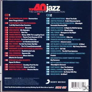 Cd-hoes van een jazzcompilatie met tracklijsten. Voorzien van een blauw en rood ontwerp.
