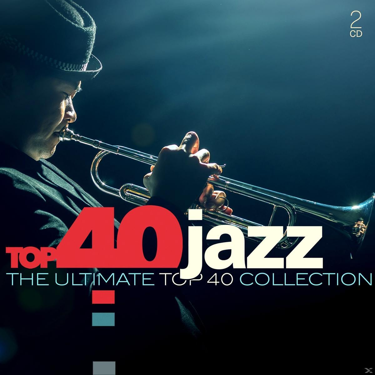 Albumhoes met een man die trompet speelt. Tekst: Top 40 Jazz, Ultimate Collection.