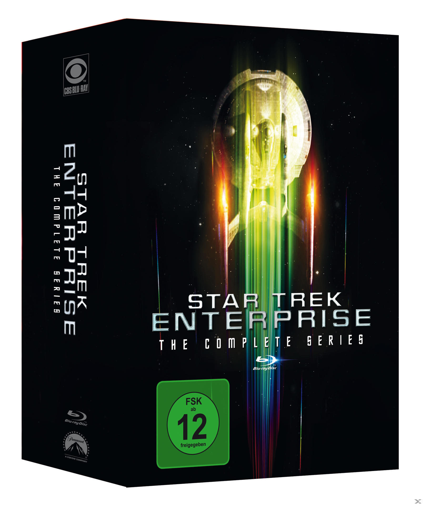 Star Trek Enterprise Blu-ray Box-Set mit Serienlogo und grünem Bewertungssiegel.