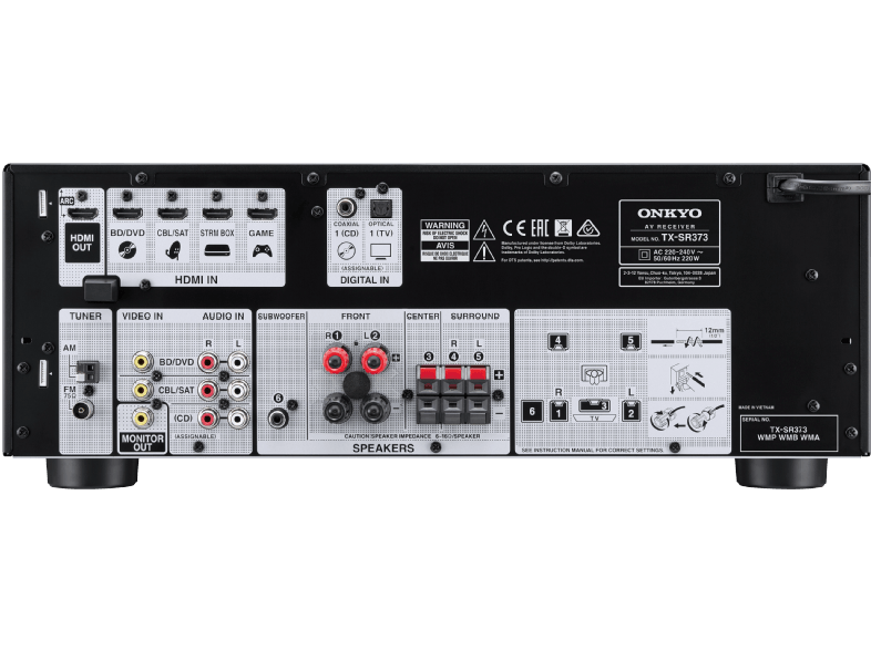 ONKYO TX-SR 373 5.1 házimozi erősítő, fekete (Bluetooth)