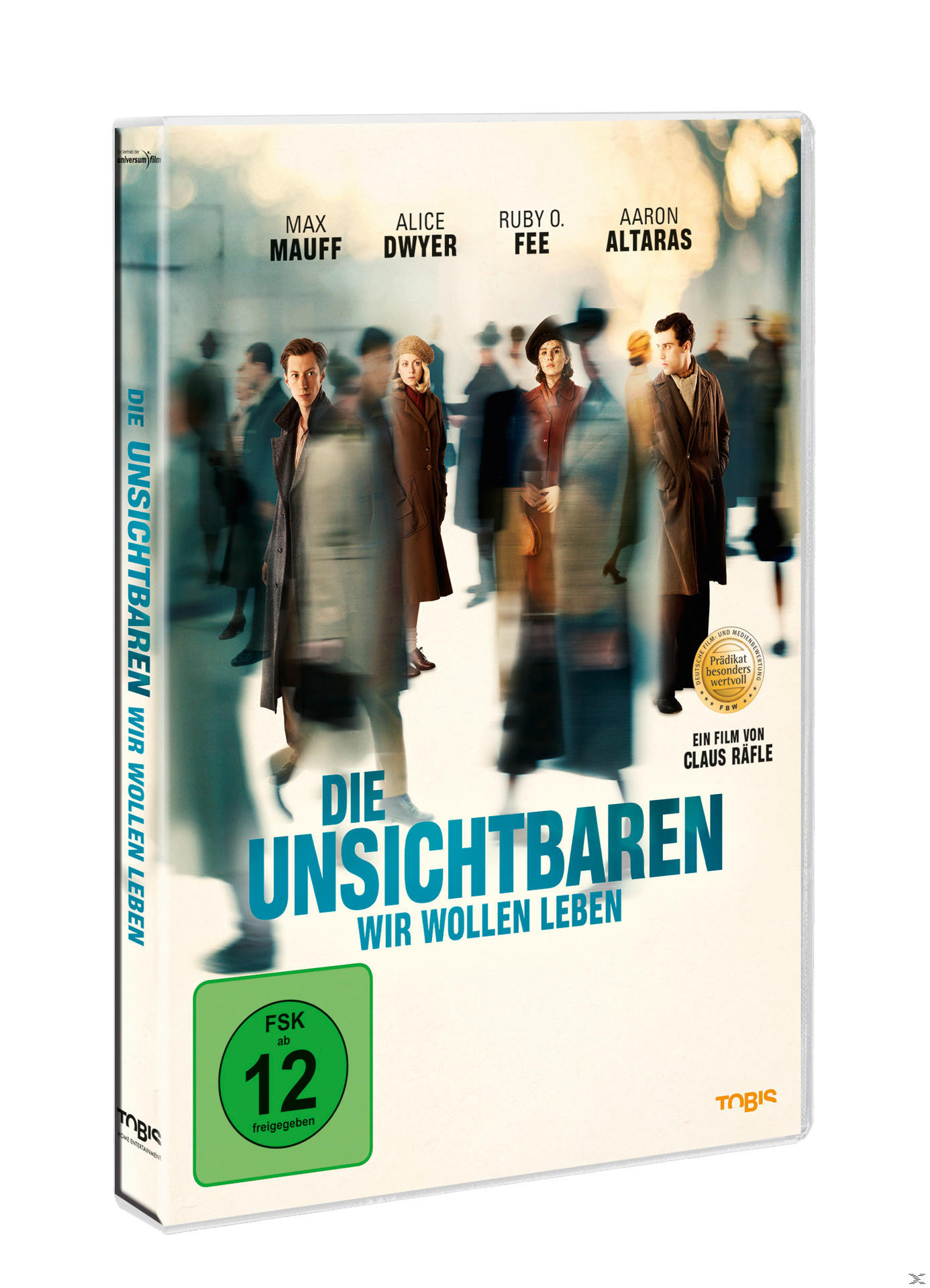 DVD-Hülle für 'Die Unsichtbaren'. Menschen beim Gehen. Text und Bewertungssymbole sichtbar.