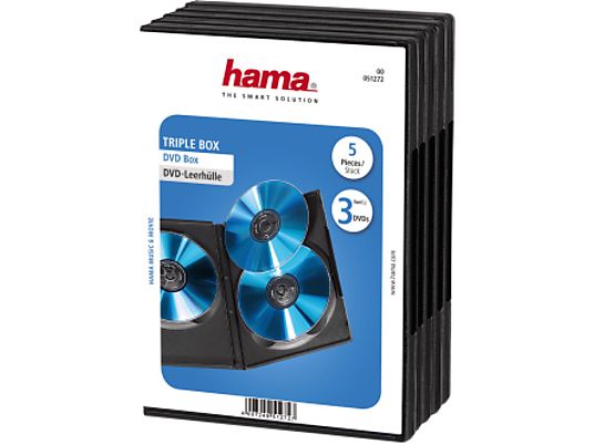 HAMA 51272 DVD TRIPLE BOX BLACK - DVD Leerhülle (Schwarz)