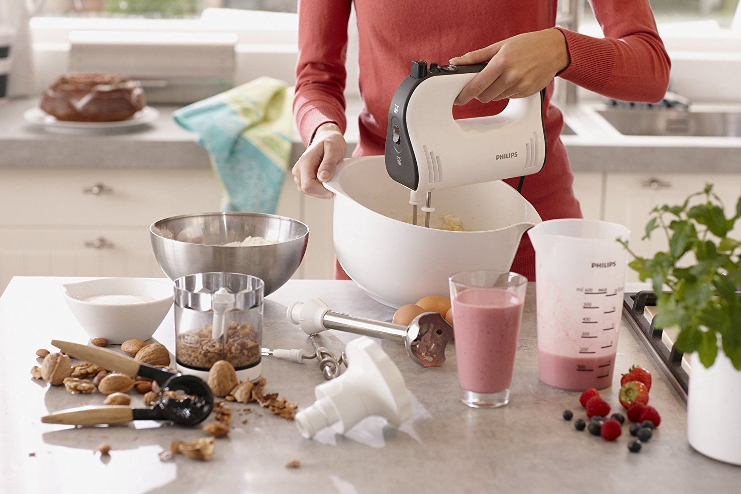 PHILIPS HR 1578/00 Handmixer Weiß/Schwarz (750 Watt, 0,6 l)