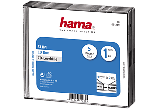 HAMA Boîtier plastique mince pour stockage CD, noir / transparent (pack de 5 ) - Boîtiers vides CD (Noir/transparent)