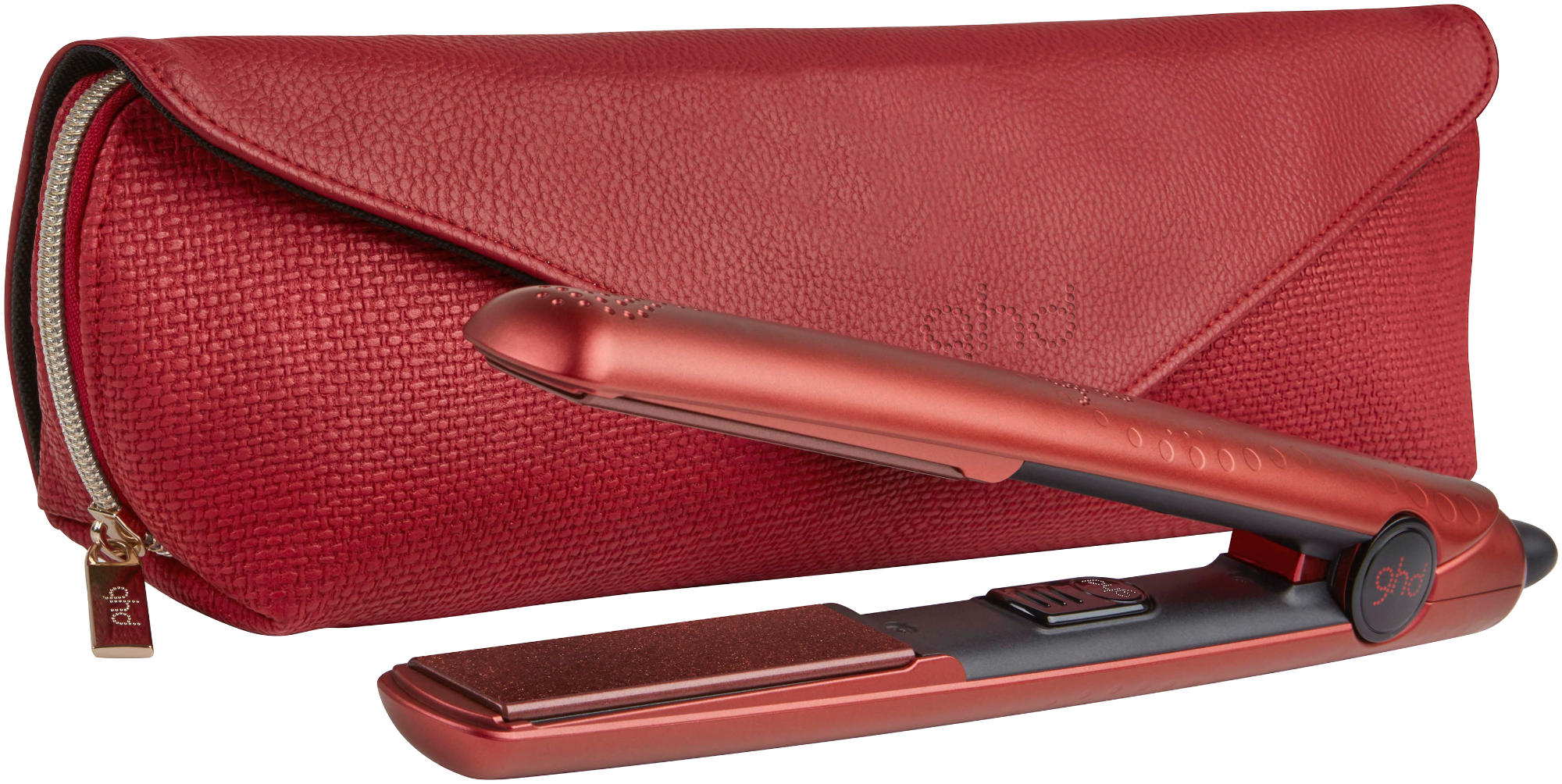 Plancha de pelo - GHD V Gold Classic Sunset, Protector de placas, 185ºC, Rojo sunset