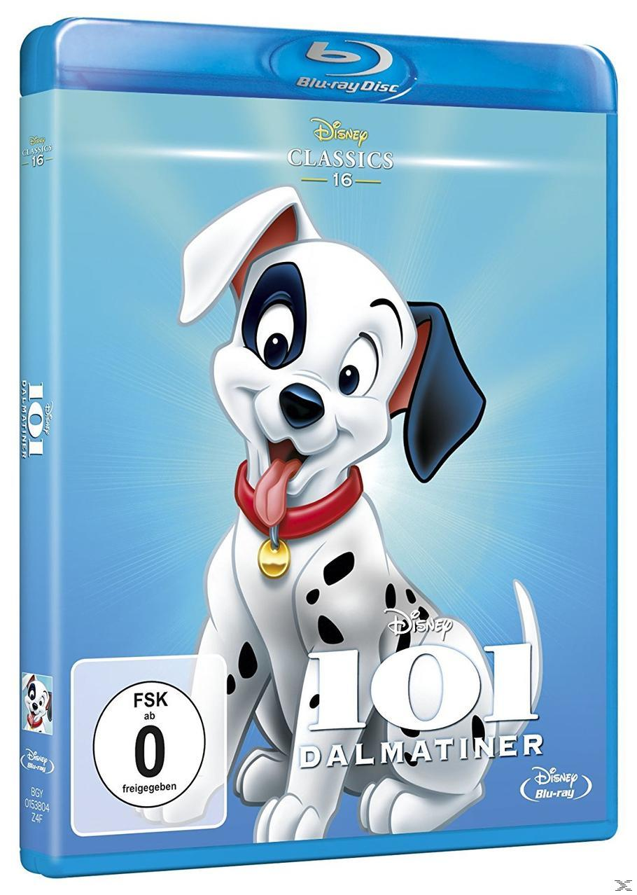 Eine Blu-ray Disc für '101 Dalmatiner' mit einem Cartoon-Bild eines Dalmatiner-Welpen auf dem Cover.