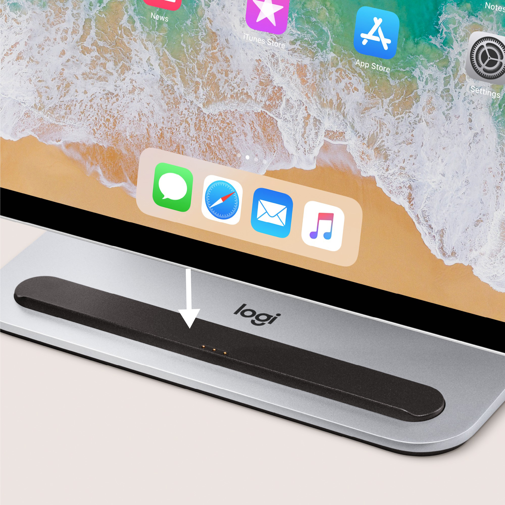 LOGITECH BASE mit Smart Connector-Technologie, Apple, iPad Pro, Silber