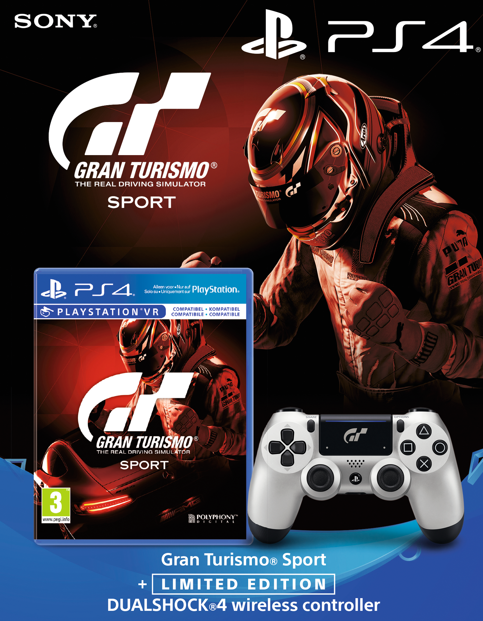 Gran Turismo Sport avec Limited Edition DUALSHOCK 4 Manette GT Sport -  - 