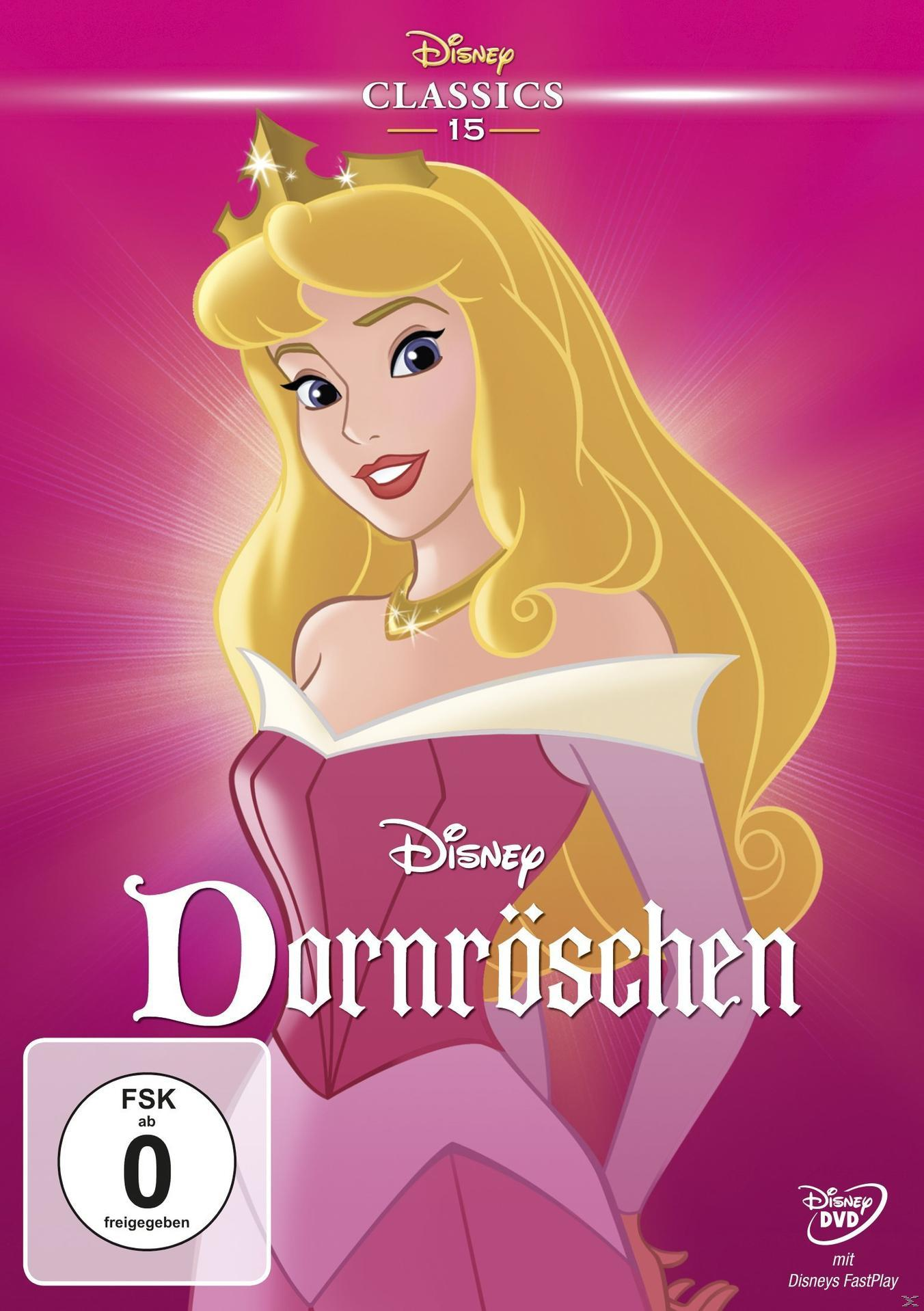 DVD-Cover von Dornröschen, einem Disney-Klassiker, mit einer Prinzessin.